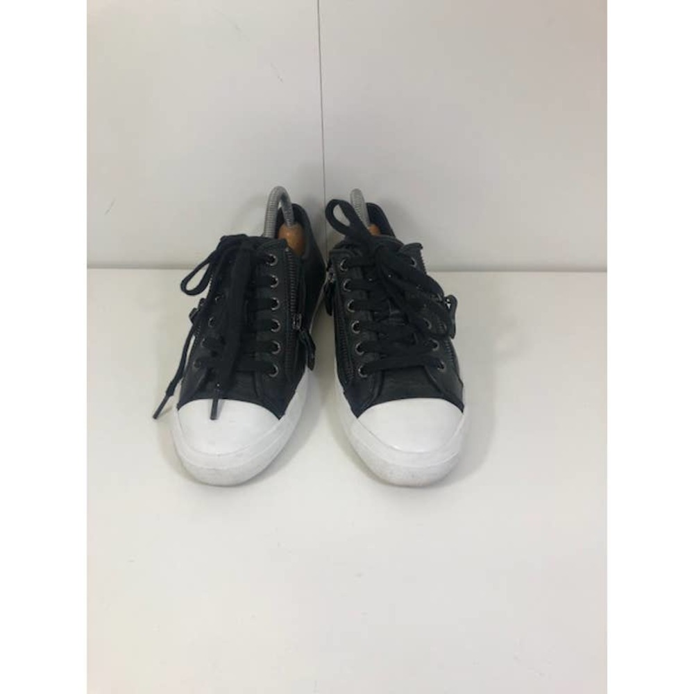 Coach Empire Leather Double Zipper Low Top Shoes Sneaker Black Women's US 8D
